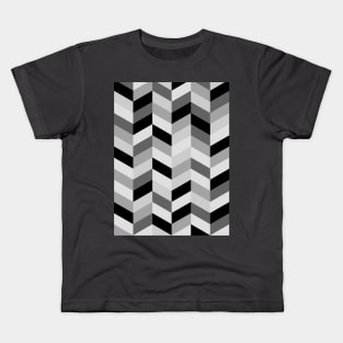 Multi Grey Chevron Tile Pattern Kids T-Shirt